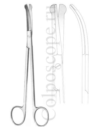 Ножницы оториноларингологические по Гуду вертикально-изогнутые тупоконечные длина 190 мм