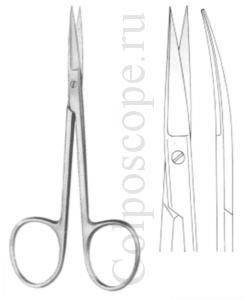 Ножницы минихирургические остроконечные изогнутые длина 105 мм