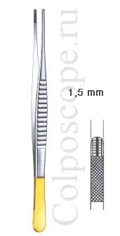 Пинцет хирургический атравматический DE BAKEY прямой длина 160 мм твёрдосплавный ширина 1,5 мм твёрдосплавный