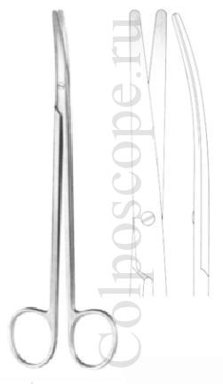 Ножницы вертикально-изогнутые для рассечения мягких тканей и сосудов по Нельсону-Метценбауму, длина 280 мм