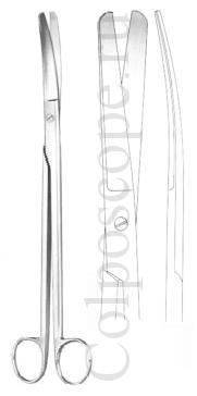 Ножницы вертикально-изогнутые для рассечения мягких тканей и сосудов ректальные, длина 270 мм