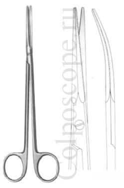 Ножницыс одним зубчатым лезвием по Горнею вертикально-изогнутые тупоконечныедлина 195 мм