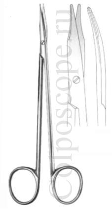 Ножницы по Рейнольдсу вертикально-изогнутые для пластики кожи с двухсторонними режущими браншами длина 150 мм