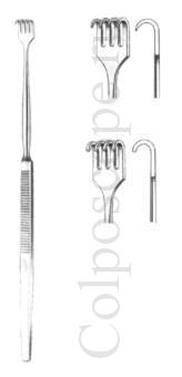 Ранорасширитель-крючок хирургический 4-зубый по Наппу тупой (острый), длина 160 мм