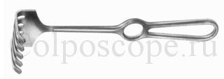 Ранорасширитель-крючок хирургический 5-зубый размером 45х40 мм тупой (острый) длина 235 мм